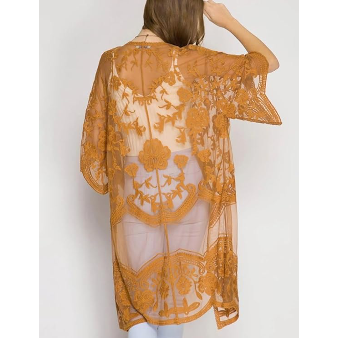 Bsubseach Mujer Kimono Cárdigan de Playa Traje de Baño Camisola y Pareos - A-Jengibre