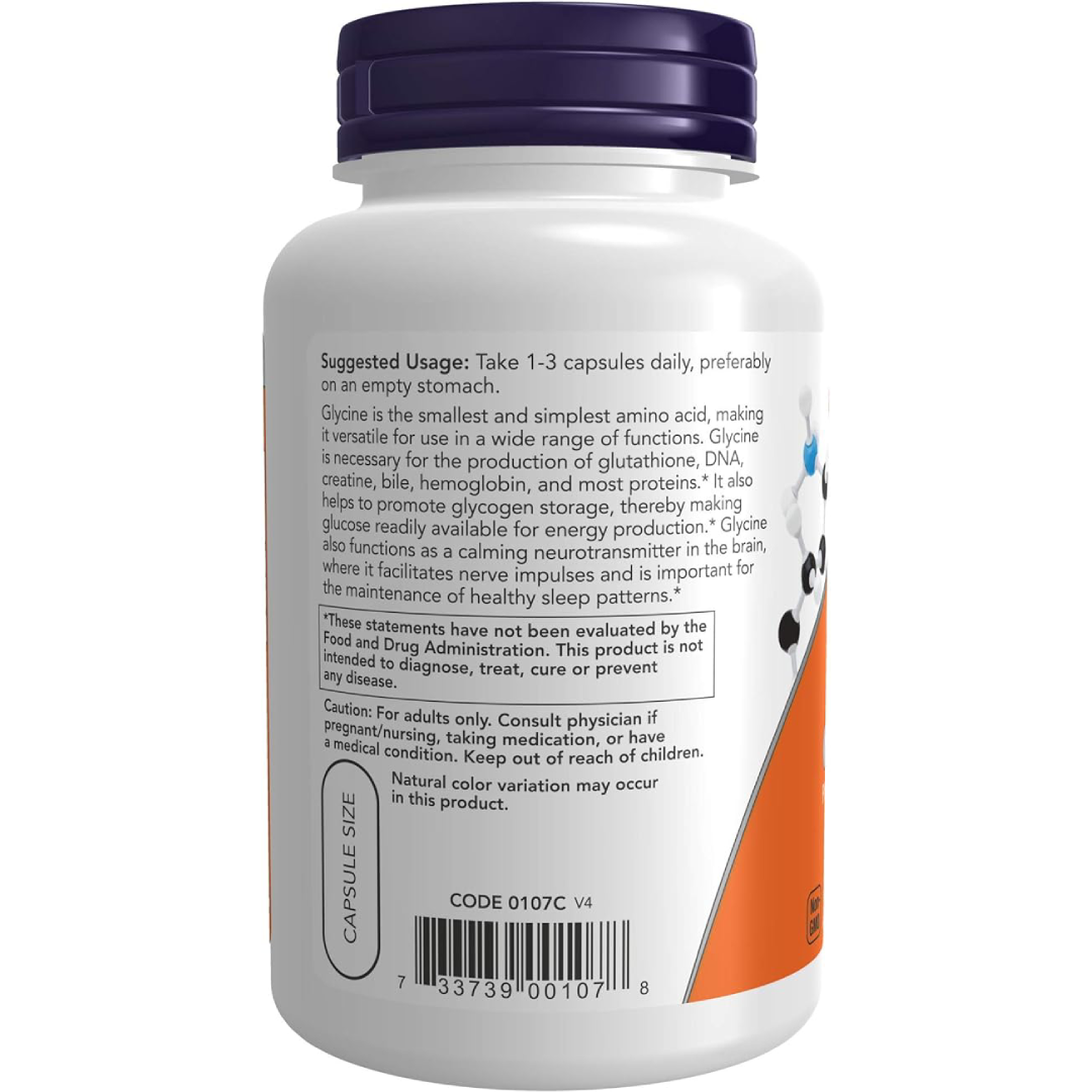 Now Glycine 1000 mg, 100 cápsulas vegetales