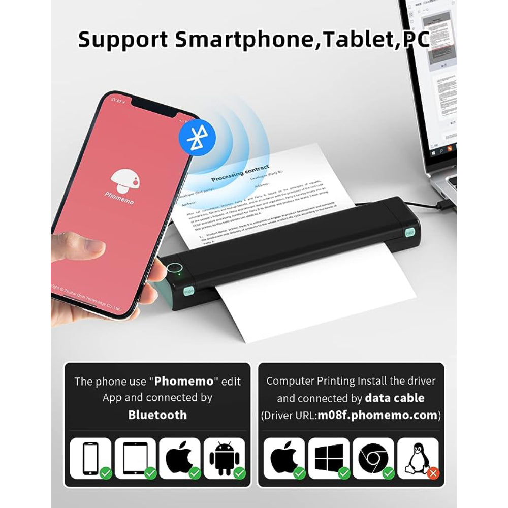 Phomemo Impresora Portátil Inalámbrica para Viajes Bluetooth Móvil