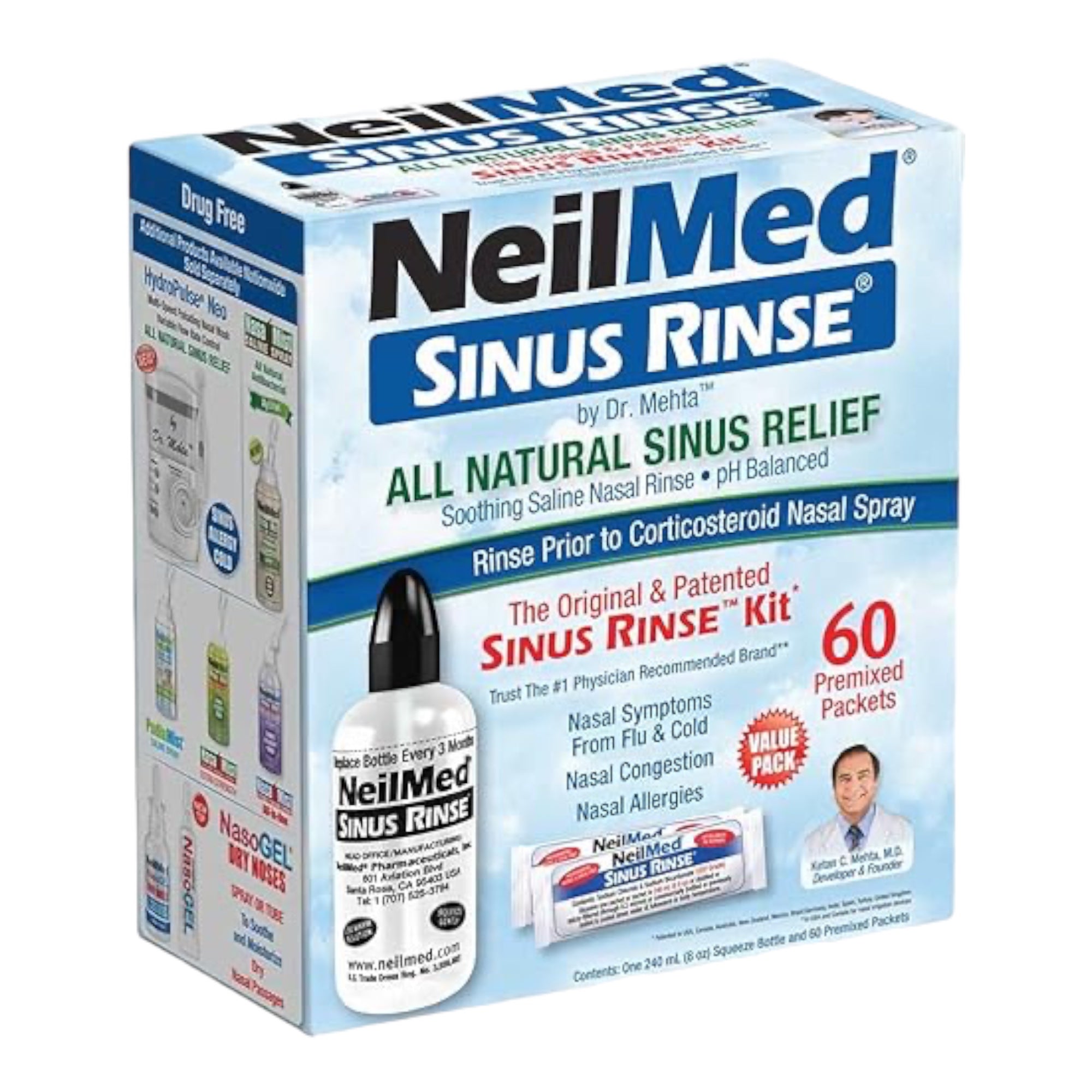 NeilMed Sinus Rinse with 60 Premixed Packets
