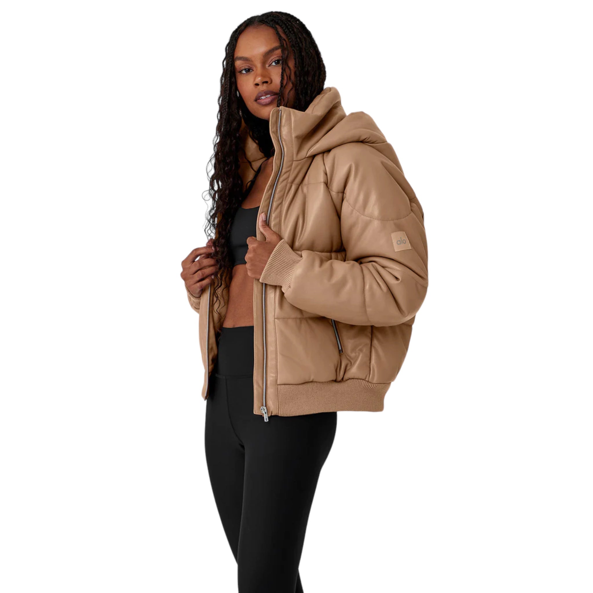 Faux leather boss puffer - Toasted Almond