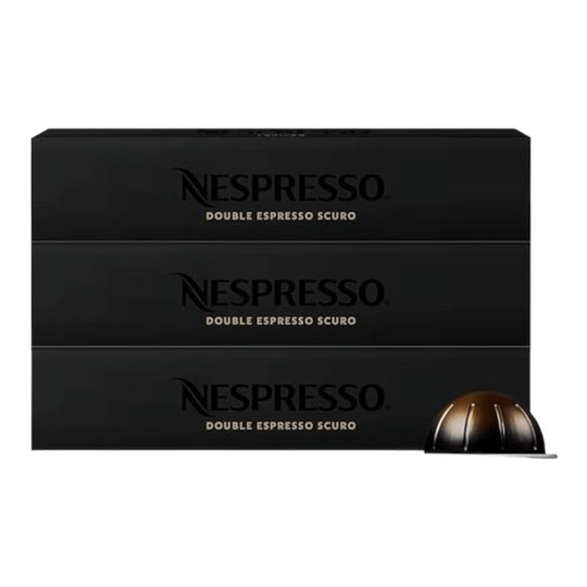Nespresso, Café Double Espresso Scuro, Paquete de 30 cápsulas de Sistema Vertuo.