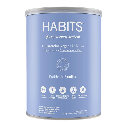 HABITS BY NFK - Proteína Vegana en Polvo - KETO Friendly - Vainilla - 488 g