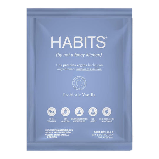 16 Sobres HABITS BY NFK - Proteína Vegana en Polvo sabor Vainilla - 23.5 g