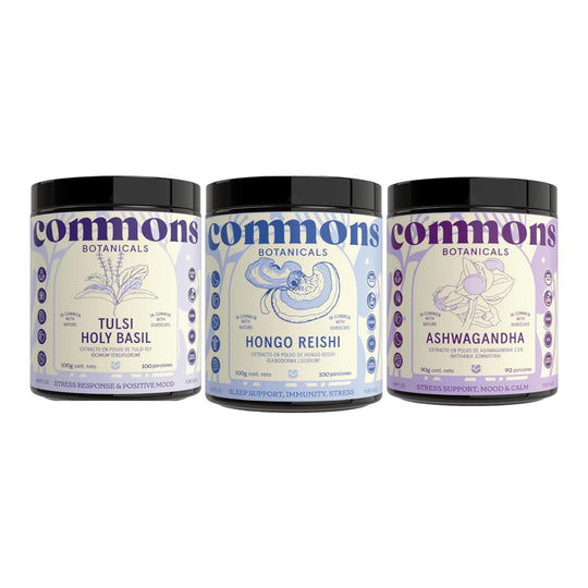 Commons Kit Calma - Extracto Puro de adaptogenos en polvo 3 frascos de 100gr