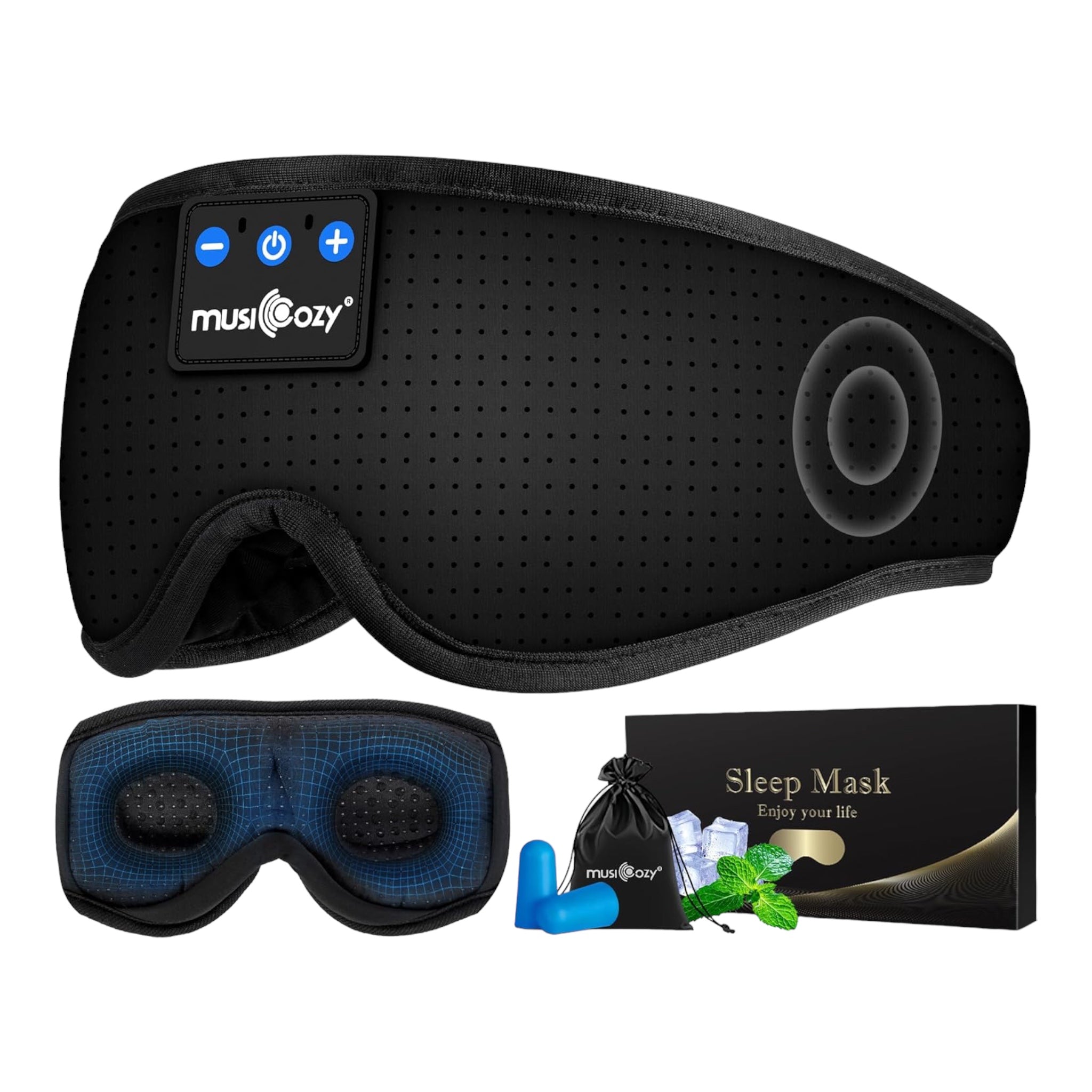 MUSICOZY - Auriculares 3D para dormir con diadema inalámbrica y Bluetooth