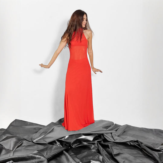 Vestido Amapola - Sunset red