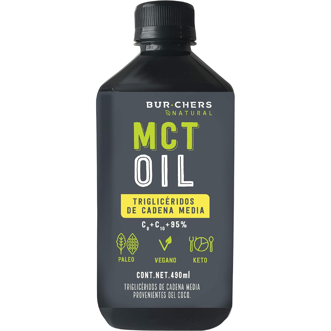 MCT Oil (C8+C10 95%) 490ml trigliceridos de cadena media / Paleo / Vegano / Keto / Burchers Natural
