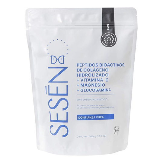 SESĒN Colágeno Hidrolizado en polvo + Vitamina C + Magnesio+ Glucosamina Bolsa con 500 g