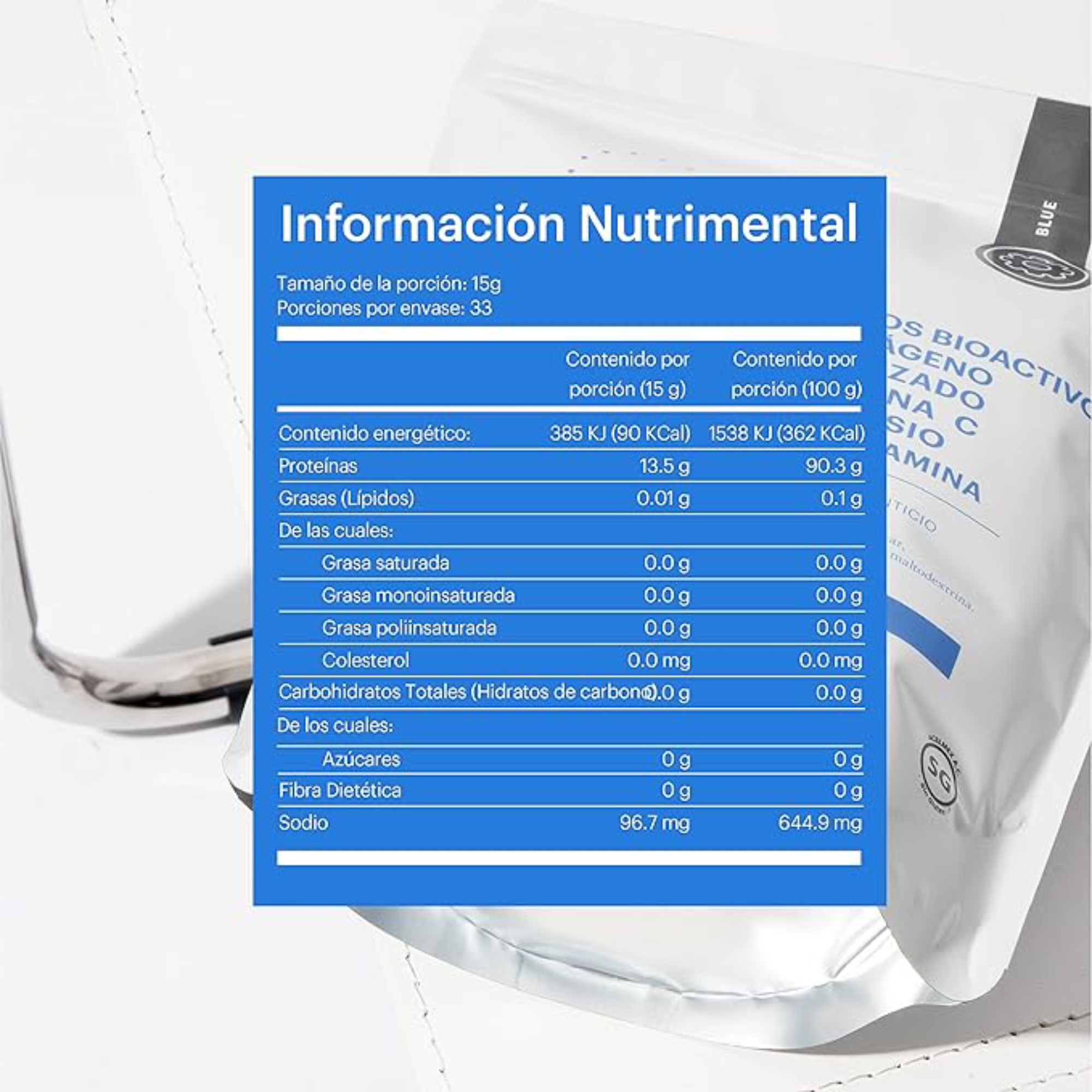 SESĒN Colágeno Hidrolizado en polvo + Vitamina C + Magnesio+ Glucosamina Bolsa con 500 g