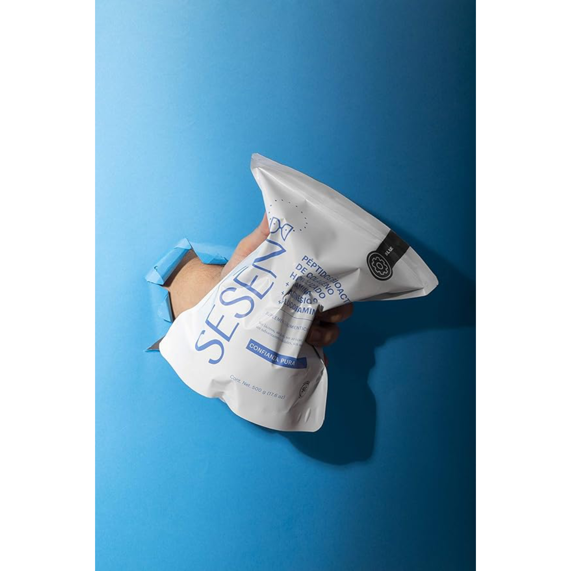 SESĒN Colágeno Hidrolizado en polvo + Vitamina C + Magnesio+ Glucosamina Bolsa con 500 g