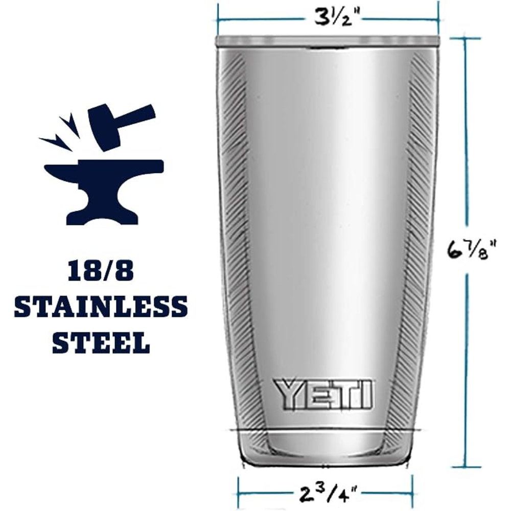YETI Rambler - Vaso de 568 ml, de Acero Inoxidable, aislado al vacio con Tapa MagSlider - Negro