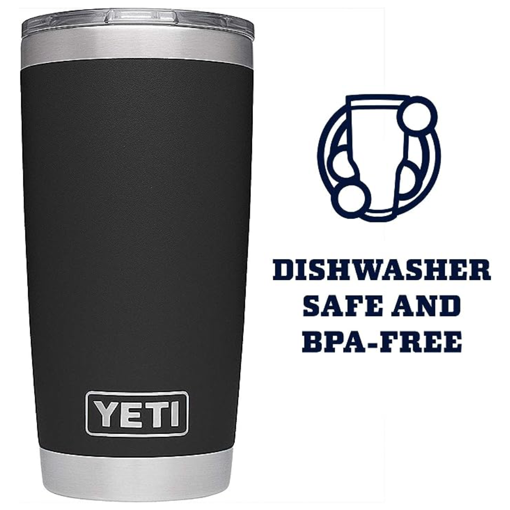 YETI Rambler - Vaso de 568 ml, de Acero Inoxidable, aislado al vacio con Tapa MagSlider - Negro