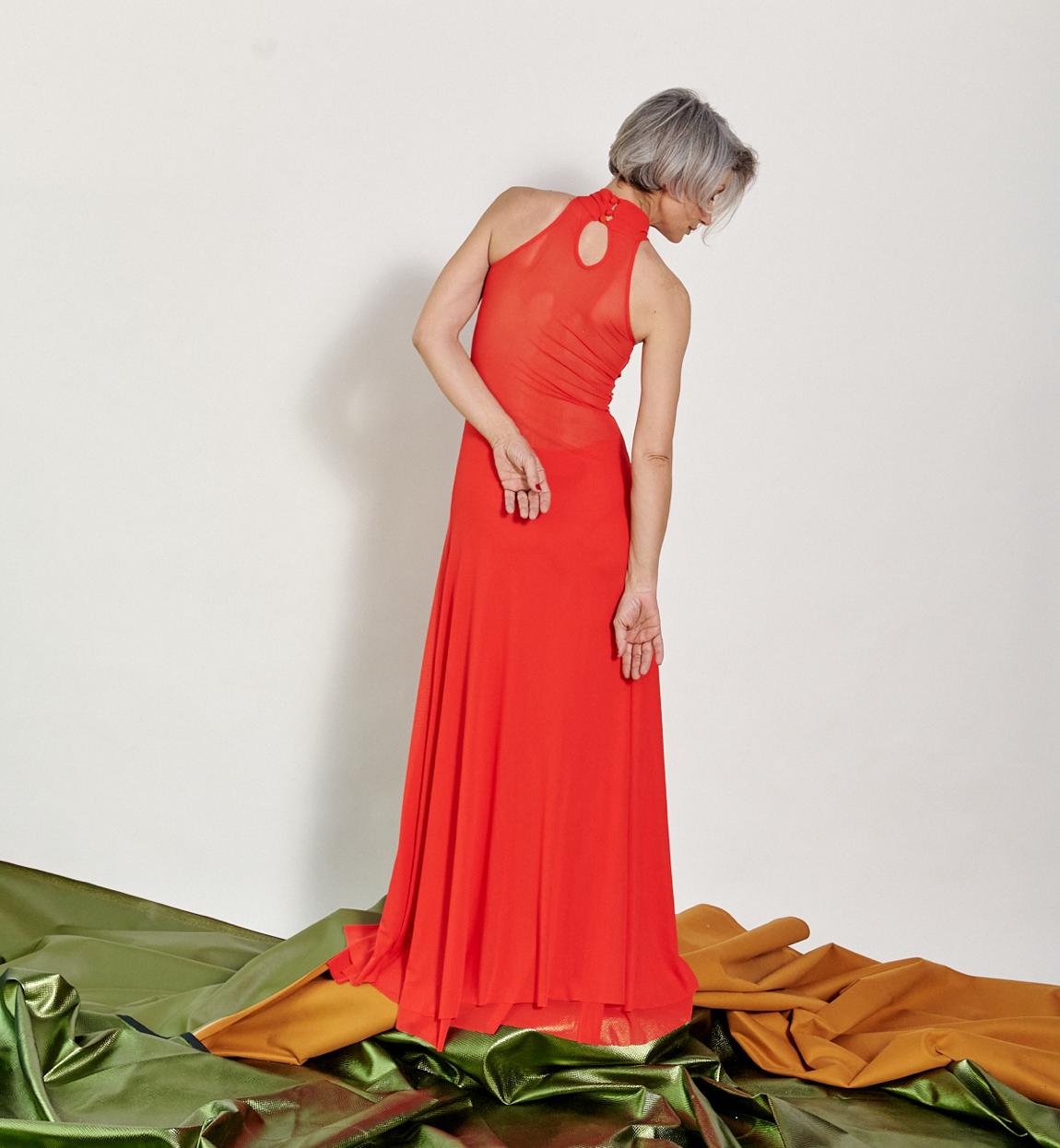 Vestido Amapola - Sunset red