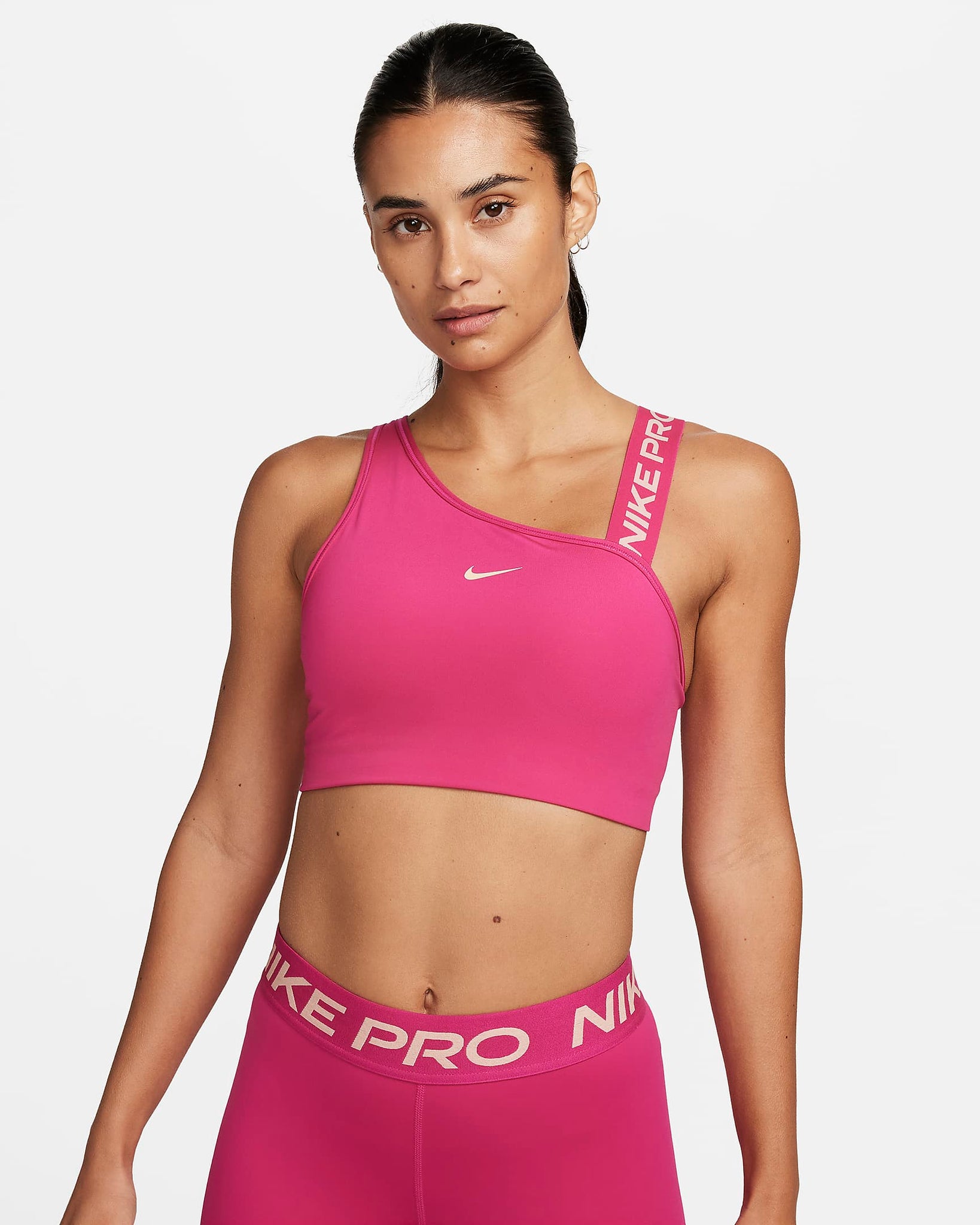Nike Pro Swoosh - Bra deportivo asimétrico de media sujeción para mujer