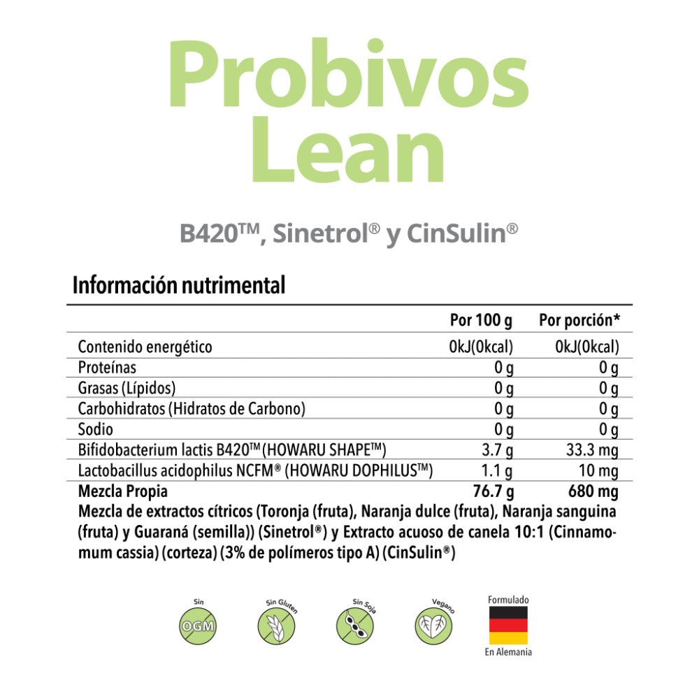 Probivos Lean  Probióticos Bifidobacterium Lactis con CinSulin y Sinetrol