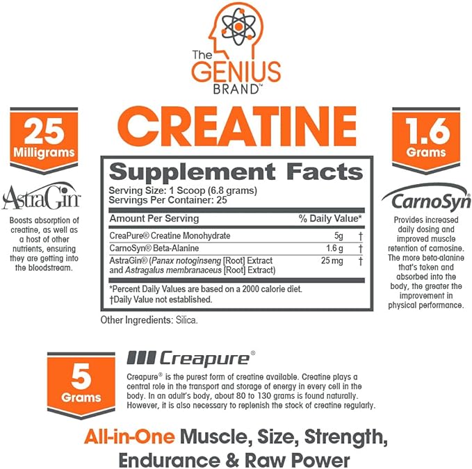 Creatina Micronizada en Polvo Sin Sabor Genius - (170g)