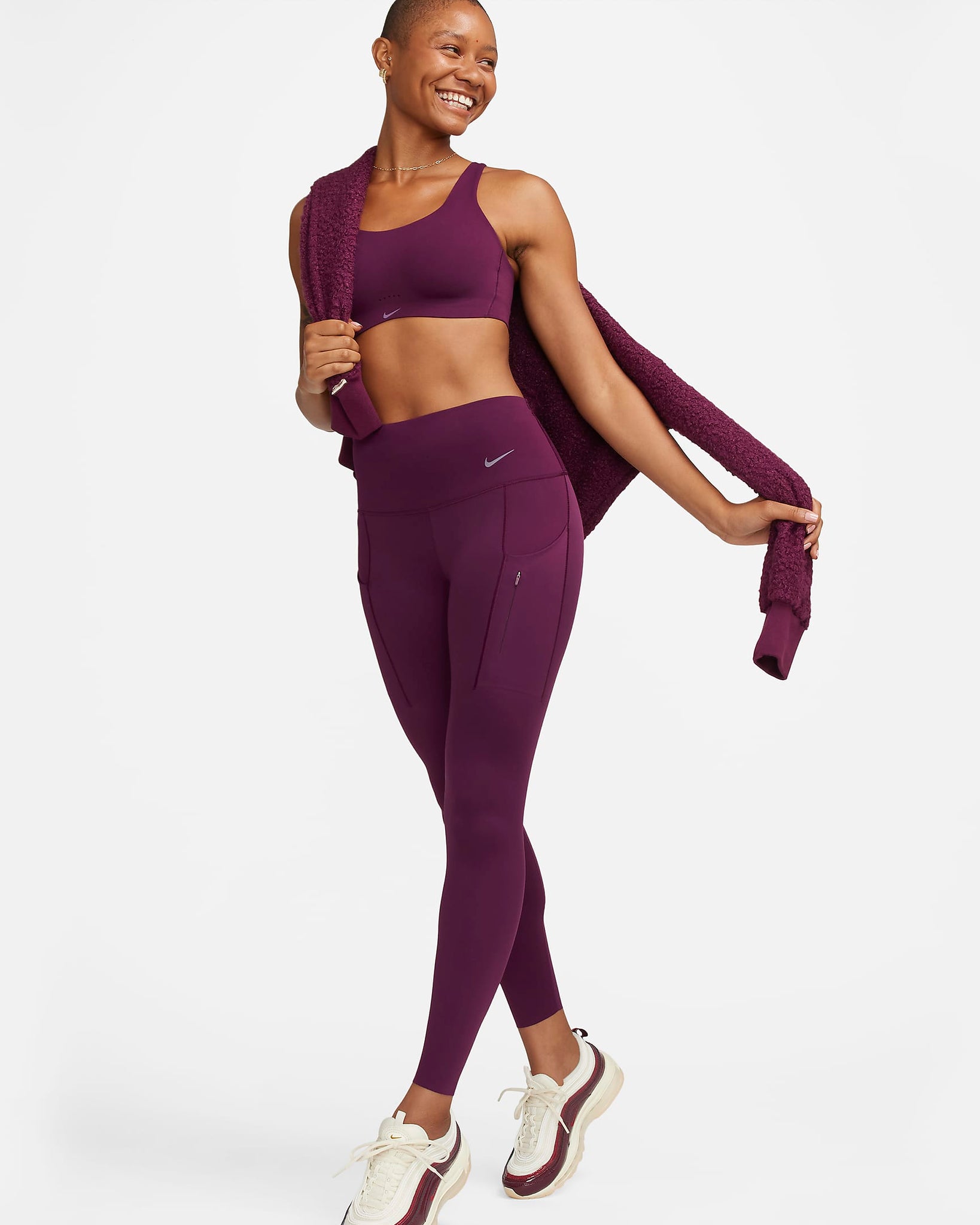 Nike Go - Leggings de tiro alto de 7/8 de sujeción firme con bolsillos para mujer