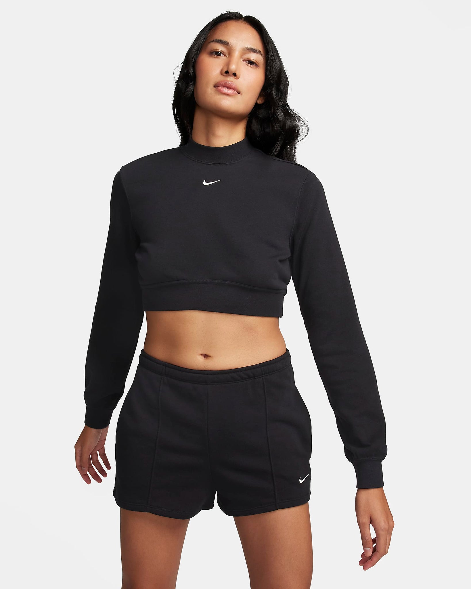 Nike Sportswear Chill Terry - Playera de cuello redondo de French Terry cropped para mujer