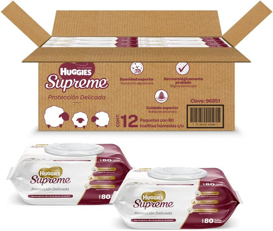 Huggies Supreme Protección Delicada, Toallitas Húmedas para Bebé, Caja con 960 Piezas