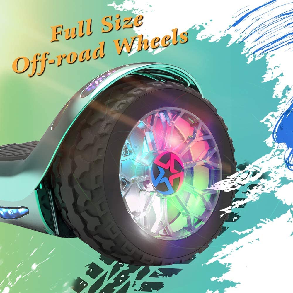 Hoverboard de llanta Ancha Tipo Todo Terreno, Auto Equilibrio, luz LED y Altavoz Bluetooth