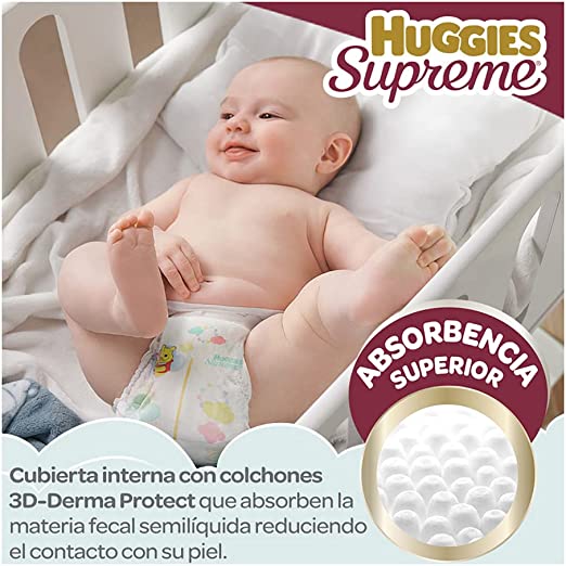 Huggies Supreme Pañal Desechable para Bebé, Etapa 1 Unisex, Caja con 240 Piezas, Ideal para Bebés de 3 a 5.5 kg