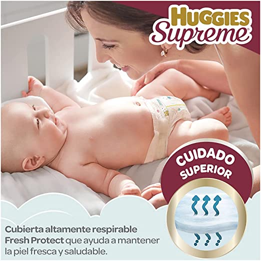 Huggies Supreme Pañal Desechable para Bebé, Etapa 1 Unisex, Caja con 240 Piezas, Ideal para Bebés de 3 a 5.5 kg