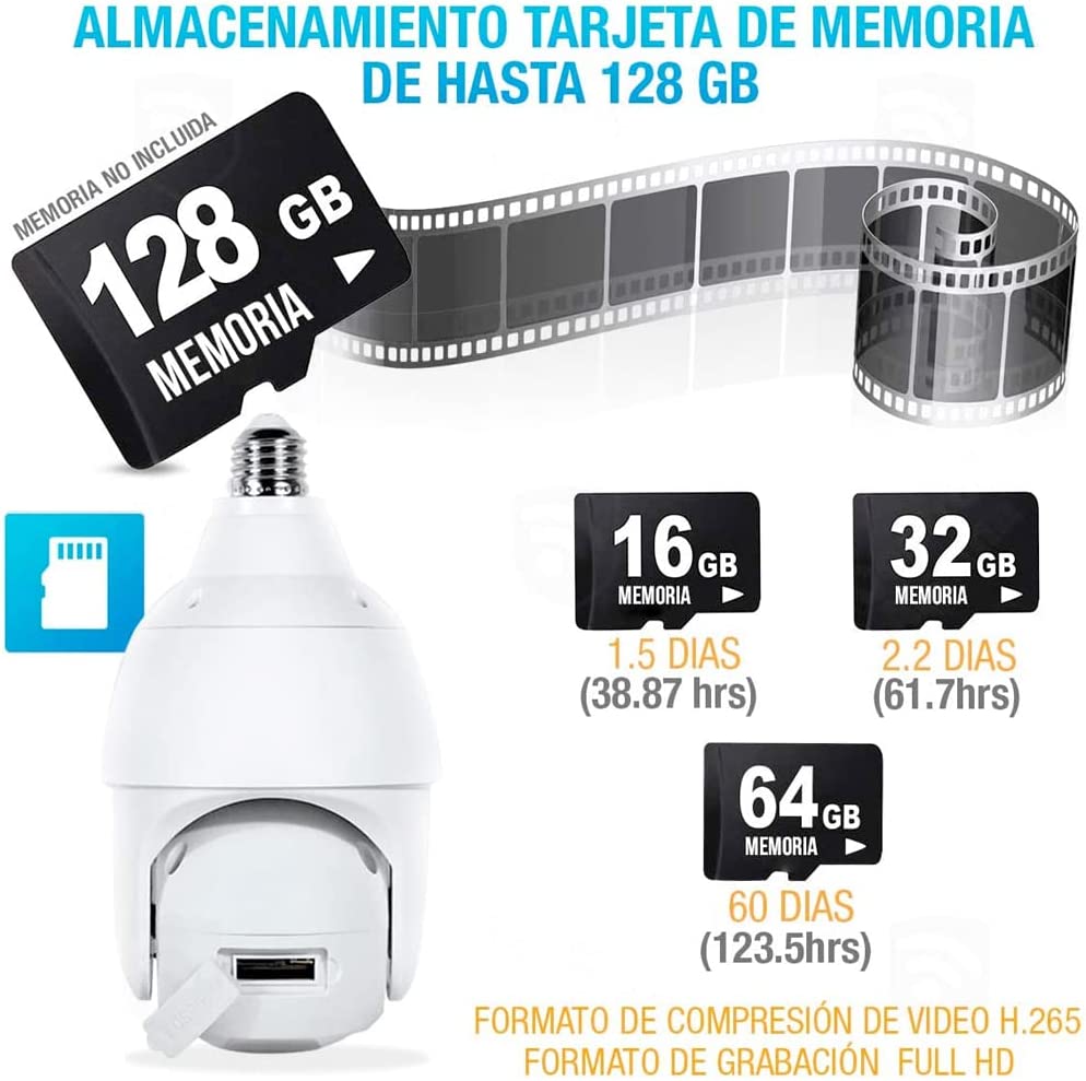 Cámara De Seguridad Socket Wifi Exterior/interior
