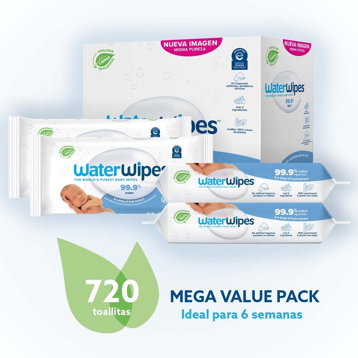 WaterWipes - Toallitas Húmedas para Bebé - 720 Toallitas