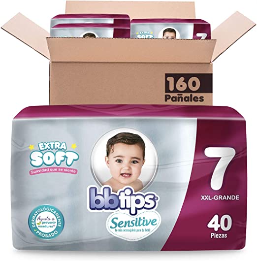 BBtips Sensitive Pañales, Talla XXL Grande/7, 160 Pañales