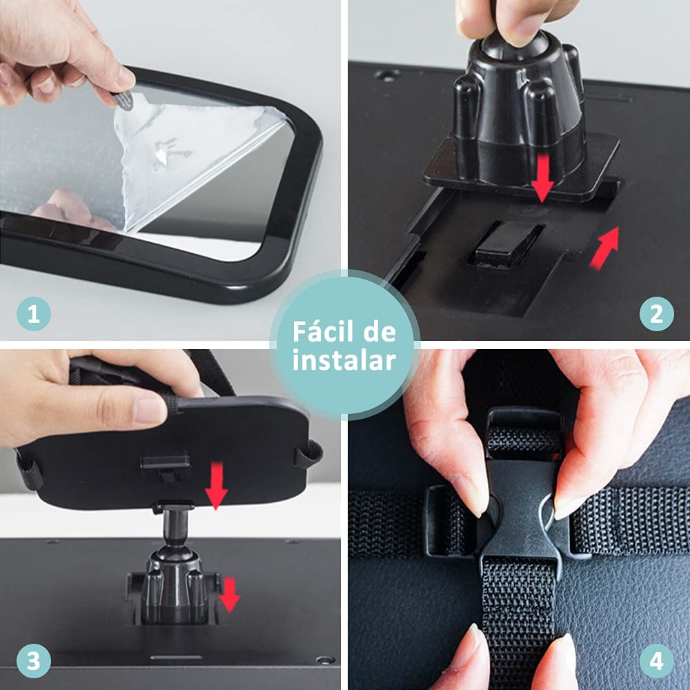 Espejo Retrovisor de Bebé para Auto,Rotación de 360 Grados VOICEPTT