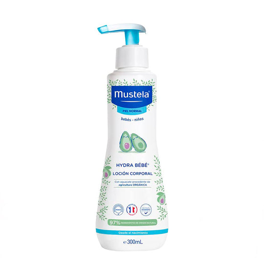Mustela Hydrabebé, Crema Corporal Hidratante para Bebé o Niño con Piel Normal, 300mL
