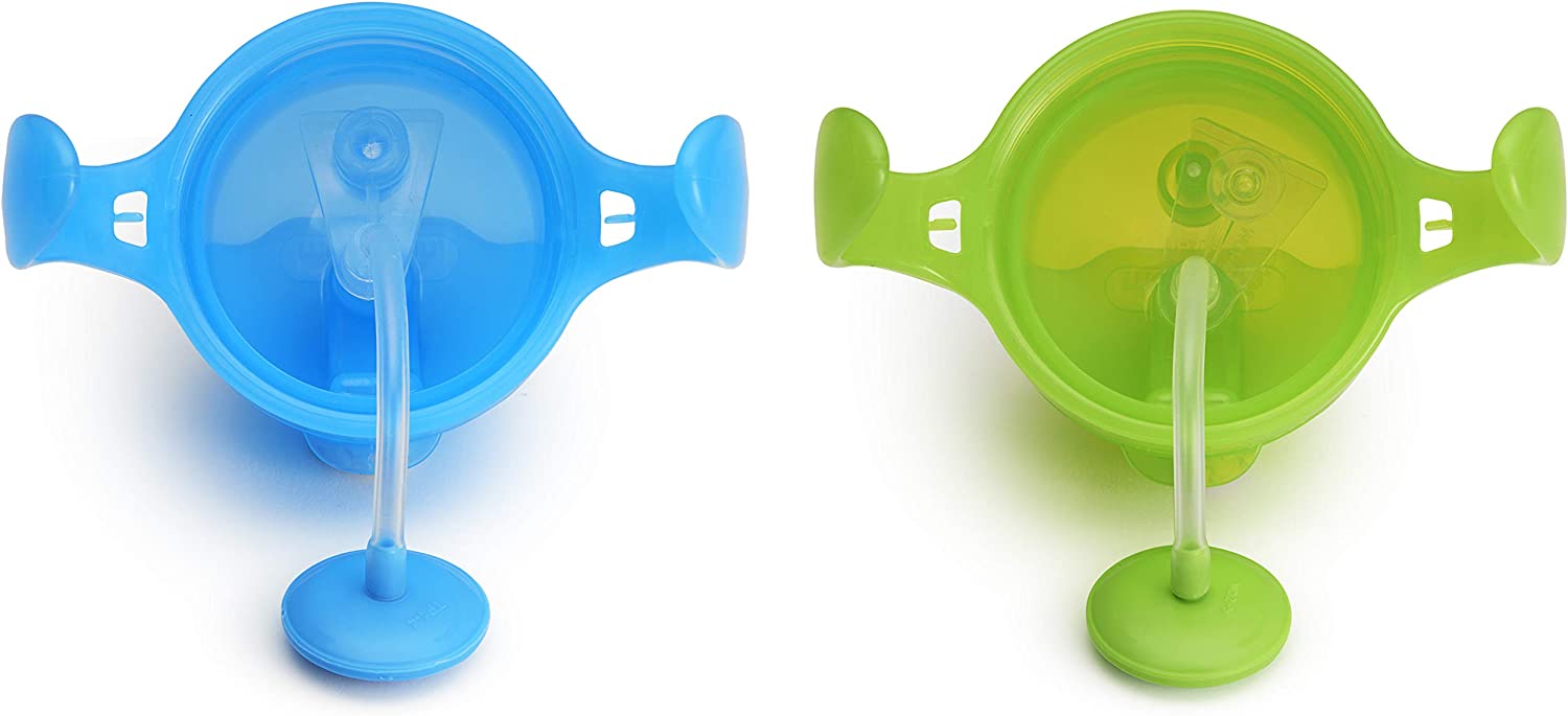 Munchkin Click Lock Weighted Straw Cup, 7 Ounce, 2 Pack, Blue/Green