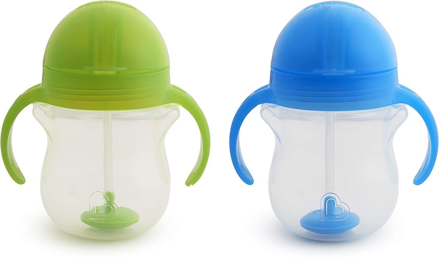 Munchkin Click Lock Weighted Straw Cup, 7 Ounce, 2 Pack, Blue/Green