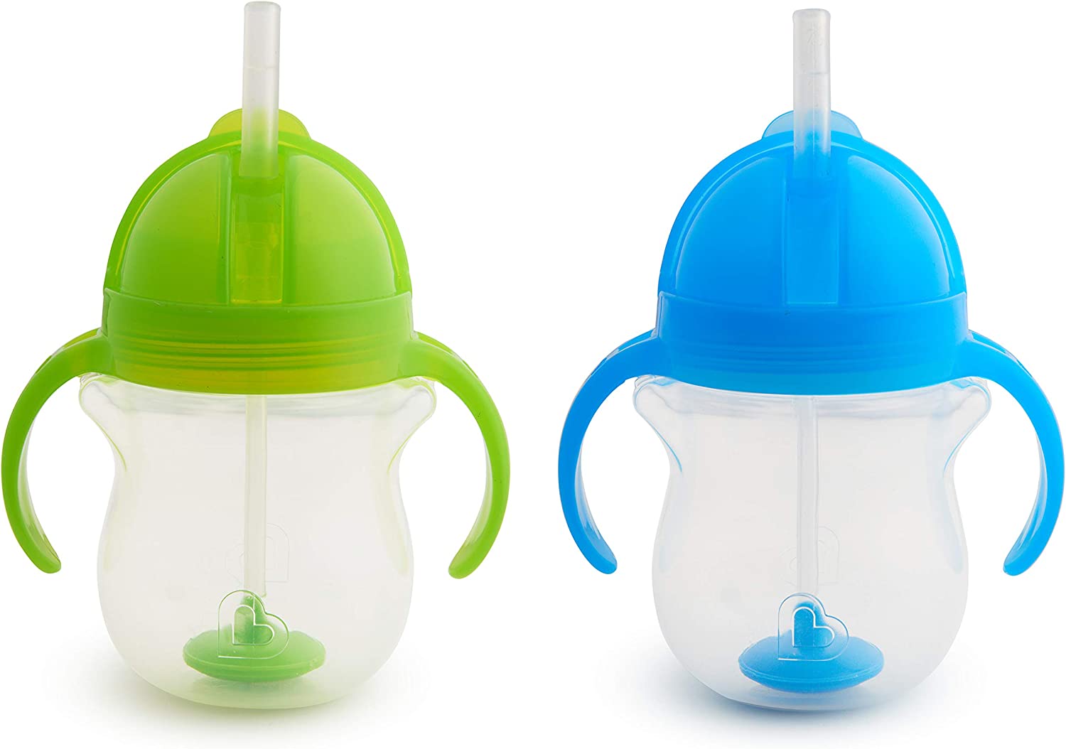 Munchkin Click Lock Weighted Straw Cup, 7 Ounce, 2 Pack, Blue/Green